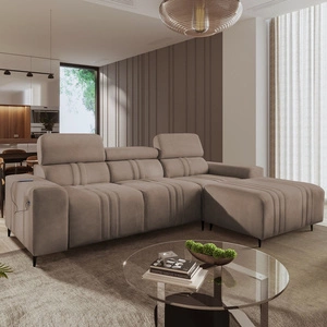 Ecksofa mit Schlaffunktion Castel hellbraun rechtsseitig komfortables und stilvolles Ecksofa mit Bettkasten