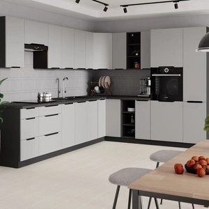 Eckküchenmöbel-Set Tarraco 310x250 cm Metallkantengriffe Schränke sehen in modernen Interieurs toll aus