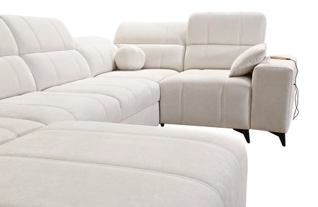 Ecksofa mit Schlaffunktion Penejos IV creme linke Seite stilvolles Ecksofa mit zwei Bettkästen strapazierfähiger Stoff