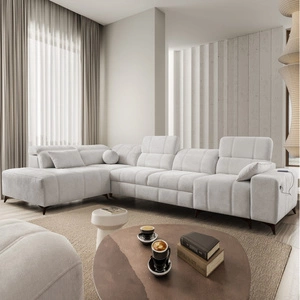 Ecksofa mit Schlaffunktion Penejos XI grau Esche links komfortables Ecksofa mit verstellbaren Kopfstützen und zwei Bettkästen