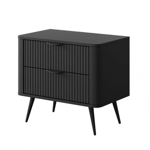 Lante Nachttisch schwarz stilvollen Schrank mit Schubladen ideal für Schlafzimmer in Glamour und skandinavischen Stil ursprüngliche Form der festen