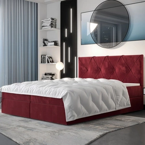 Boxspringbett Arvada 140x200 dunkelrot Bett im modernen skandinavischen Stil mit gepolstertem Kopfteil