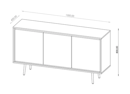 Nevea 150 cm beige elegante Kommode für das Wohnzimmer mit einem subtilen und interessanten Design push to open Türsystem