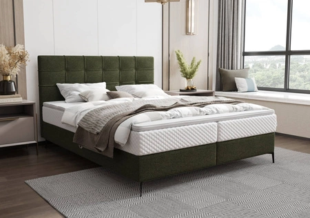 Boxspringbett Irvine 180x200 grün stilvolles Bett mit Bettzeugablage komfortables Kopfteil begeistert durch sein elegantes Design