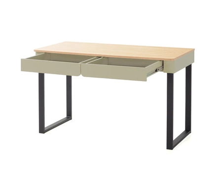 Schreibtisch mit Schubladen Paguro 125 cm sandbeige / geölte Eiche stilvoll und funktionell für Jugendzimmer oder Büro
