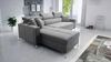 Ecksofa mit Schlaffunktion Nausa grau linkshändig Samt stilvoll bequemes Ecksofa verstellbare Kopfstützen Bettzeug Container