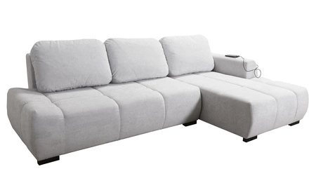 Ecksofa mit Schlaffunktion Gentle beige rechte Seite stilvolles Design Ecksofa-Bett, das sich durch seine abgerundete Form auszeichnet