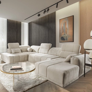 Ecksofa mit Schlaffunktion Cetara VI beige rechte Seite komfortables und stilvolles Ecksofa mit verschiebbaren Rückenlehnen