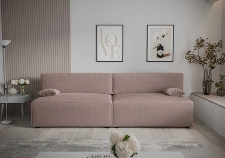 Brandon XL Schlafsofa hellbraun modernes Design und breite Funktionalität dreidimensionaler Stoff mit ausdrucksvollen Streifen