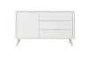 Lante Schubladenkommode 138 cm weiß elegante abgerundete Kommode auf einem Metallsockel unterstützt stilvolle Griffe