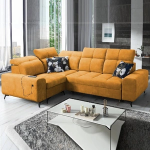 Ecksofa mit Schlaffunktion Buffalo II gelb links funktionelles und stilvolles Ecksofa mit verstellbaren Kopfstützen
