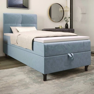 Boxspringbett Melba 90x200 türkis Bett im modernen skandinavischen Stil mit gepolstertem Kopfteil Bett mit Staukasten