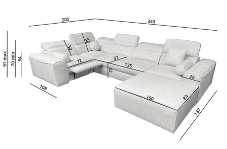 Ecksofa mit Schlaffunktion Viano IV Lux cremefarben rechts Design-Ecksofa mit ausziehbarem Fußteil großes Bettzeugfach