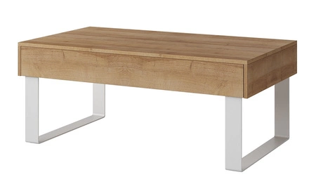 Apulia Couchtisch 100 cm goldene Eiche mit Schublade einzigartiges Design einfache Konstruktion auslaufsichere Platte