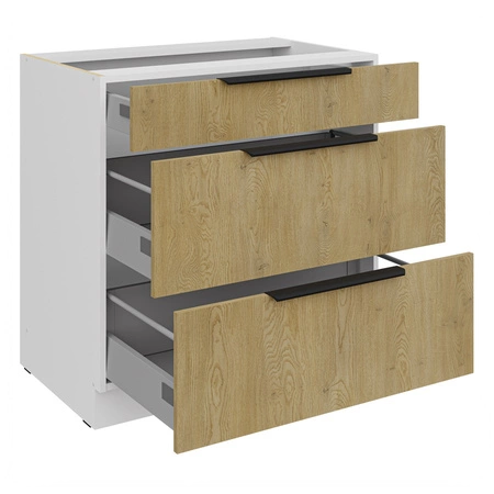 Küchenschrank mit Schubladen Cremona 80 D 3S BB Metallkantengriffe feuchtigkeits- und beschädigungsbeständiger Schrank
