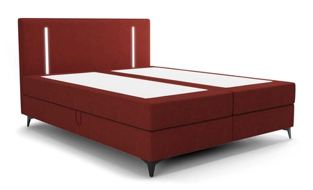 Boxspringbett Norco 140x200 dunkelrot stilvolles Bett mit Staukasten Beleuchtung im Kopfteil fügt eine einzigartige Note