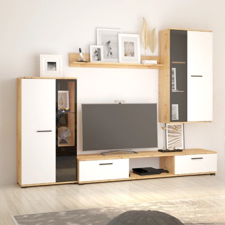 Senja Hängeelement Eiche artisan / weiß modernes Design Stand- und Hängeelement Regale aus Sicherheitsglas