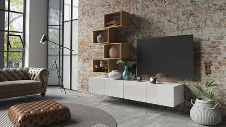 Apulia XXX Hängeelement glänzend weiß / goldene Eiche ein außergewöhnlich stilvolles Hängeelement einfache Elemente, die in jede Einrichtung passen