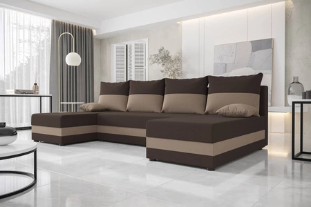 Ecksofa mit Schlaffunktion Bowers U braun / dunkelbeige Ecksofa mit Bettzeugcontainer Garantie für Komfort und Funktionalität