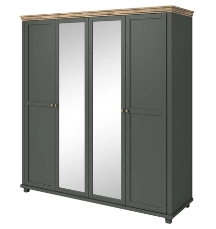 Spiegelschrank Evora 200 cm Flasche grün / Eiche lefkas elegantes Design geschmackvolle Farben Kleiderschrank für Schlafzimmer oder Ankleidezimmer