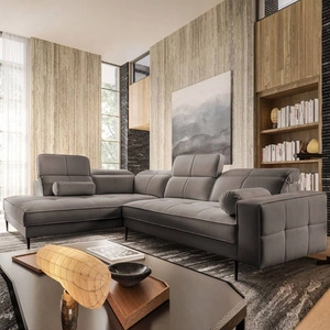 Ecksofa Samos grau links modernes Design einfach und stilvoll Körper in jedes Interieur Design passen verstellbare Kopfstützen