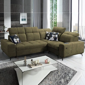 Buffalo II Schlafsofa oliv rechts funktionelles und stilvolles Ecksofa mit verstellbaren Kopfstützen