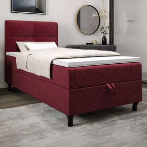 Boxspringbett Melba 120x200 dunkelrot Bett im modernen skandinavischen Stil mit gepolstertem Kopfteil Bett mit Staukasten