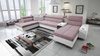 Ecksofa mit Schlaffunktion Dafni V lavendelrosa/weiß rechtsseitig gewebtes bequemes und praktisches Ecksofa mit verstellbaren Kopfstützen