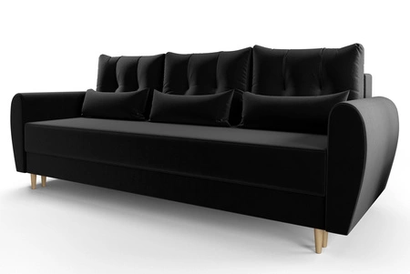 Sofa mit Schlaffunktion Rovigo schwarz leichte Form mit elegantem Charakter perfekte Ergänzung zu jeder Einrichtung weicher Stoff
