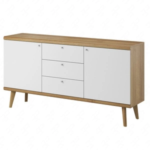 Primo Kommode mit Schubladen 160 cm Eiche riviera / weiß modernes skandinavisches Design Kommode Rand mit speziellen ABS-Furnier beendet