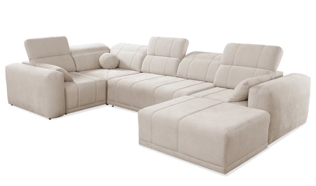 Ecksofa mit Schlaffunktion Cetara IV grau-braun rechte Ecke stilvolles Design mit verschiebbaren Rückenlehnen zwei Bettzeugkästen