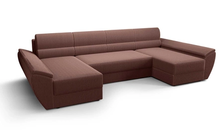 Ecksofa mit Schlaffunktion Fogu U IV Indian rosa bequemes und funktionelles Ecksofa für das Wohnzimmer mit einem interessanten Design dreidimensionalen Stoff