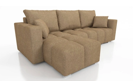 Ecksofa mit Schlaffunktion Linco dunkelbeige Universal Ecksofa für Wohnzimmer mit modernem Design aus Boucle-Stoff