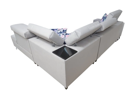 Ecksofa mit Schlaffunktion Hampton VII navy blue rechtes Ecksofa für Zimmer aus Samtstoff mit glatter Oberfläche