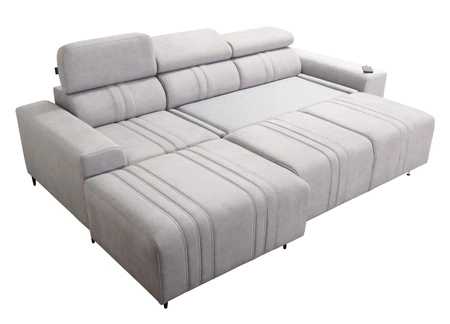 Ecksofa mit Schlaffunktion Castel grau Esche links komfortables und stilvolles Ecksofa mit Bettkasten