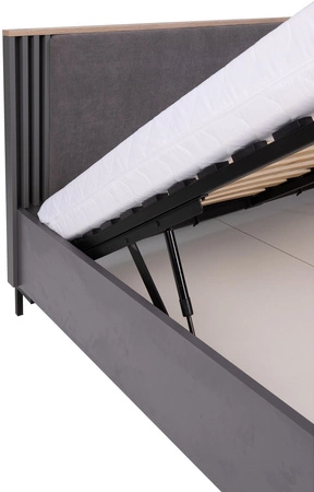 Bett Estan 160x200 cm anthrazit ideales Bett für das Schlafzimmer ABS-Kante Designer-Polsterkopfteil