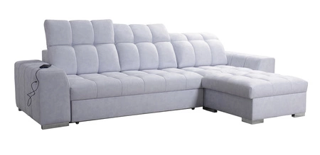 Ecksofa mit Schlaffunktion Luigi grau Esche rechts Ecksofa mit zwei Bettkästen Stoff mit interessanter Struktur