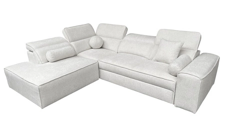 Ecksofa mit Schlaffunktion Viano VII creme links modisches und stilvolles Ecksofa mit verstellbaren Kopfstützen Zierkissen
