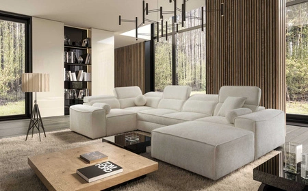 Ecksofa mit Schlaffunktion Viano IV creme rechts Designer-Ecksofa das sich perfekt in moderne Einrichtungen einfügt