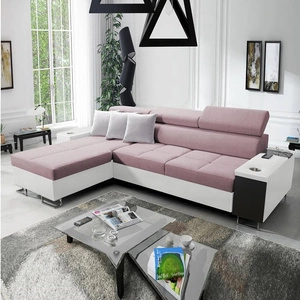 Ecksofa mit Schlaffunktion Dafni lavendel rosa / weiß links geflochten Komfort und Funktionalität für die tägliche Entspannung
