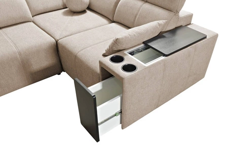 Ecksofa mit Schlaffunktion Tesalia II Lux grau rechts bequemes Ecksofa mit verschiebbarer Rückenlehne und ausziehbarer Fußstütze