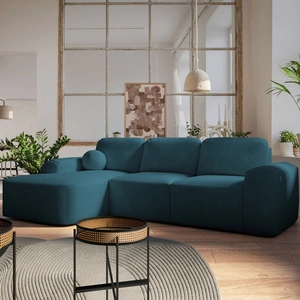 Ecksofa mit Schlaffunktion Arbon türkis linke Ecke modernes Design mit markanter Form weicher Stoff