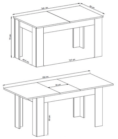 Neba Klapptisch 140-180 cm Eiche riviera modernes Design und Funktionalität in einem zeitgenössischen Stil