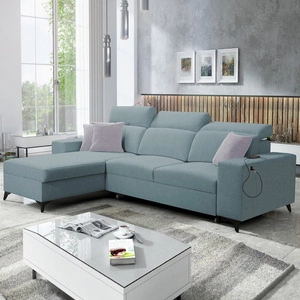 Ecksofa mit Schlaffunktion Kelly Sleek Arctic blau linke Seite geflochten bequem und funktional Ecksofa Bett für Wohnzimmer