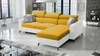 Ecksofa mit Schlaffunktion Savona gelb / weiß rechts elegantes Ecksofa mit verstellbaren Kopfstützen Ziernähte