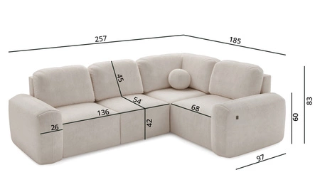 Ecksofa mit Schlaffunktion Arbon II schwarz rechte Ecke stilvolles Design markante runde Form Behälter für Bettzeug