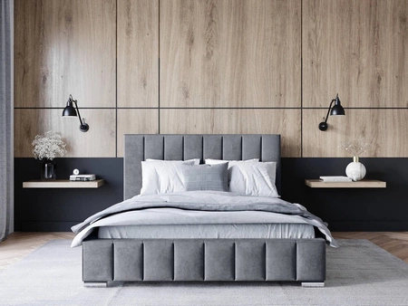 Polsterbett Insam 160x200 grau stilvolles Bett mit Bettzeugablage komfortables Kopfteil besticht durch sein elegantes Design