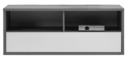 Yugo-Wohnzimmermöbel in Esche grau/weiß glänzend Asymmetrische Elemente für moderne und funktionale Arrangements