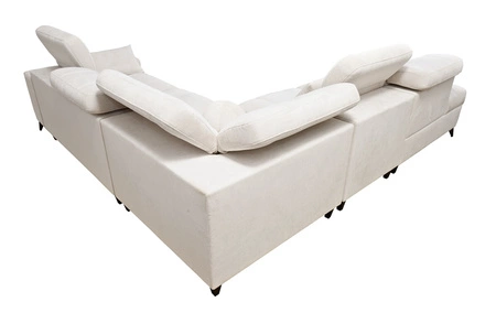 Ecksofa mit Schlaffunktion Penejos IX grau linksseitig stilvolles Ecksofa mit Bettzeugcontainern komfortable verstellbare Kopfstützen