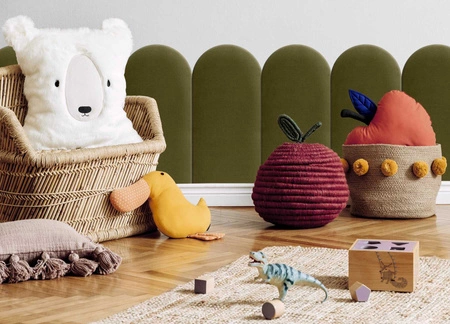 Wally gepolstertes Paneel 30x60 cm oliv stilvolles Wandpaneel Zaun Veloursstoff modisches Finish für jede Einrichtung